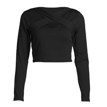 Women Slim Off Shoulder Shirt Crop Tops Long Sleeve Women Clothing Hollow Out Slim T-shirt Feminino Blusa ELY