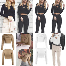 Women Slim Off Shoulder Shirt Crop Tops Long Sleeve Women Clothing Hollow Out Slim T-shirt Feminino Blusa ELY