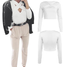 Women Slim Off Shoulder Shirt Crop Tops Long Sleeve Women Clothing Hollow Out Slim T-shirt Feminino Blusa ELY