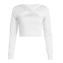 Women Slim Off Shoulder Shirt Crop Tops Long Sleeve Women Clothing Hollow Out Slim T-shirt Feminino Blusa ELY