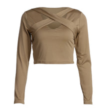 Women Slim Off Shoulder Shirt Crop Tops Long Sleeve Women Clothing Hollow Out Slim T-shirt Feminino Blusa ELY