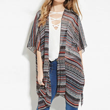 Women Stripe Printed Gauze Chiffon Blouse Kimono Cardigan Blusas Women Blouses Blusa Feminino Tops Kimono 1STL ELY