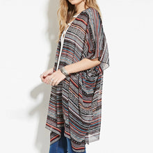 Women Stripe Printed Gauze Chiffon Blouse Kimono Cardigan Blusas Women Blouses Blusa Feminino Tops Kimono 1STL ELY