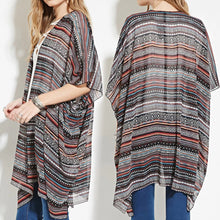 Women Stripe Printed Gauze Chiffon Blouse Kimono Cardigan Blusas Women Blouses Blusa Feminino Tops Kimono 1STL ELY