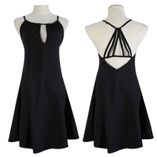 Women Sleeveless Dress Spaghetti Strap Black Beach Dresses Chiffon Dress 1STL ELY