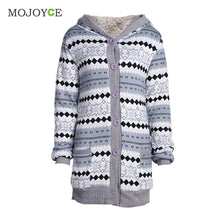 Women Thick Velvet Hooded Cardigan Long Floral Knitted Coat Pull Femme Plus Size Outerwear 1STL ELY