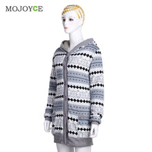 Women Thick Velvet Hooded Cardigan Long Floral Knitted Coat Pull Femme Plus Size Outerwear 1STL ELY