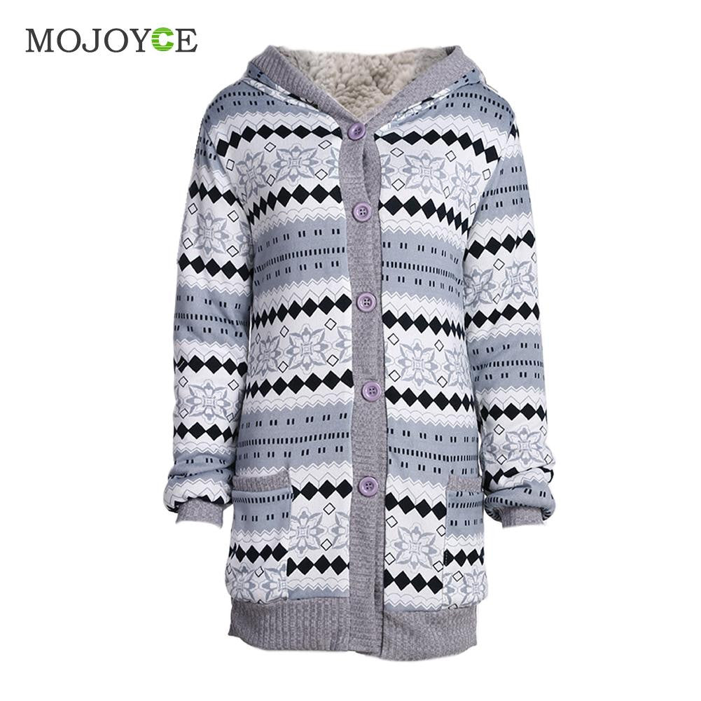 Women Thick Velvet Hooded Cardigan Long Floral Knitted Coat Pull Femme Plus Size Outerwear 1STL ELY