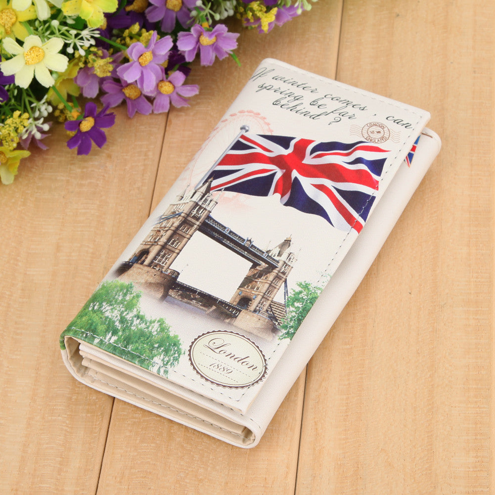 Women Tower Print Wallets Long Smooth PU Leather Wallet Graffiti Embossed Money Purse ID Credit Card Holder Coin Purses ELY