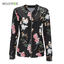 Womens Bomber Jacket Classic Style Zip Up Biker Floral Printing Women Jacket Casual Coats 1STL ELY