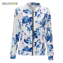 Womens Bomber Jacket Classic Style Zip Up Biker Floral Printing Women Jacket Casual Coats 1STL ELY