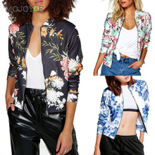 Womens Bomber Jacket Classic Style Zip Up Biker Floral Printing Women Jacket Casual Coats 1STL ELY