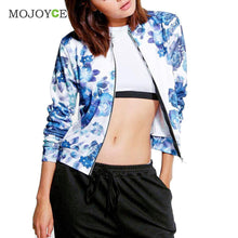 Womens Bomber Jacket Classic Style Zip Up Biker Floral Printing Women Jacket Casual Coats 1STL ELY