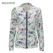 Womens Bomber Jacket Classic Style Zip Up Biker Floral Printing Women Jacket Casual Coats 1STL ELY