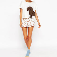 Womens Loose Dog Tee Animals Print White Style Dog Ladies Tee T Shirt Short Sleeve Cotton Shirts Beach Tops1STL ELY