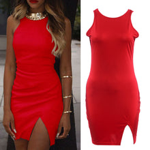 Womens Sexy Sleeveless Slit Evening Club Party Mini Dress Unique dress with a split up one side 1STL ELY