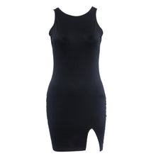 Womens Sexy Sleeveless Slit Evening Club Party Mini Dress Unique dress with a split up one side 1STL ELY
