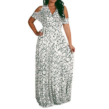 Womens Dress V Neck Hollow Sleeve Off Shoulder Long Dress Evening Party Beach Dress Vestidos Plus Size 1STL ELY