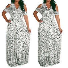 Womens Dress V Neck Hollow Sleeve Off Shoulder Long Dress Evening Party Beach Dress Vestidos Plus Size 1STL ELY