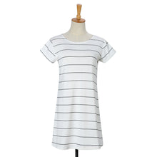 Womens T-Shirt Dress Casual Short Sleeves Ladies Striped Mini Party Sun Dress 1STL ELY