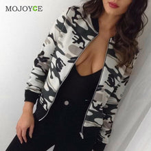 Zip Up Classic Army Jacket Biker Celebrity Camo Camouflage Bomber Jacket Outwear Coat Women Basic Coats jaqueta feminina ELY