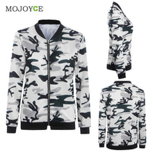 Zip Up Classic Army Jacket Biker Celebrity Camo Camouflage Bomber Jacket Outwear Coat Women Basic Coats jaqueta feminina ELY