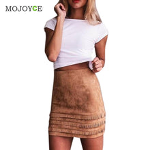 Tassel Suede Leather Pencil Skirt High Waist Slim Mini Short Skirts Bodycon Package Hip Skirt Plus Size ELY