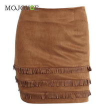 Tassel Suede Leather Pencil Skirt High Waist Slim Mini Short Skirts Bodycon Package Hip Skirt Plus Size ELY