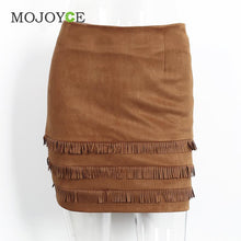 Tassel Suede Leather Pencil Skirt High Waist Slim Mini Short Skirts Bodycon Package Hip Skirt Plus Size ELY