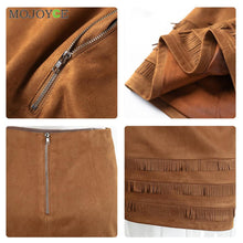 Tassel Suede Leather Pencil Skirt High Waist Slim Mini Short Skirts Bodycon Package Hip Skirt Plus Size ELY