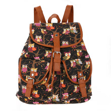 Fasion CanvasPU Leather Backpack with Animal Print Ladies School Bag Owl Backpack For Teenager Girls Laptop bolsa mochila ELY