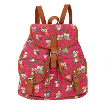 Fasion CanvasPU Leather Backpack with Animal Print Ladies School Bag Owl Backpack For Teenager Girls Laptop bolsa mochila ELY