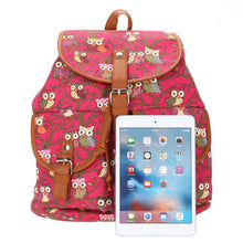 Fasion CanvasPU Leather Backpack with Animal Print Ladies School Bag Owl Backpack For Teenager Girls Laptop bolsa mochila ELY