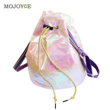 Fasion Drawstring Laser Women Bag Candy Color Special Fabric Paper Bling Bucket Bag Luxury Handbags Women Bags Designer Bolsa ELY