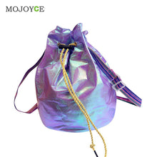 Fasion Drawstring Laser Women Bag Candy Color Special Fabric Paper Bling Bucket Bag Luxury Handbags Women Bags Designer Bolsa ELY