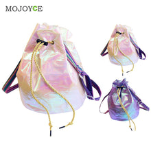 Fasion Drawstring Laser Women Bag Candy Color Special Fabric Paper Bling Bucket Bag Luxury Handbags Women Bags Designer Bolsa ELY