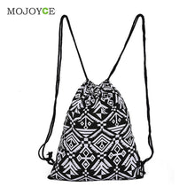 Fasion Pop Canvas Pulling Rope Drawstring Backpack Environmental Shopping Bag Ethnic Graffiti Backpack Mochila School Bagpack ELY