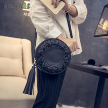 Fasion Round Women Bag Mini Tassels Circle Shoulder Bolsas Crossbody Bolsa Feminina Women Messenger Bags Women Leather Handbags ELY