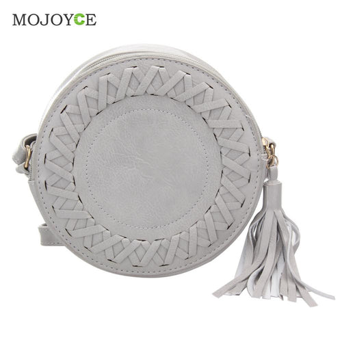 Fasion Round Women Bag Mini Tassels Circle Shoulder Bolsas Crossbody Bolsa Feminina Women Messenger Bags Women Leather Handbags ELY