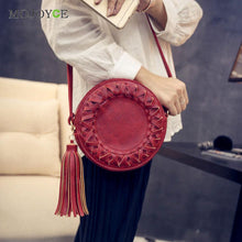 Fasion Round Women Bag Mini Tassels Circle Shoulder Bolsas Crossbody Bolsa Feminina Women Messenger Bags Women Leather Handbags ELY