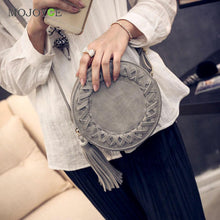 Fasion Round Women Bag Mini Tassels Circle Shoulder Bolsas Crossbody Bolsa Feminina Women Messenger Bags Women Leather Handbags ELY