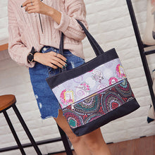 Fasion Women Ethnic Shoppers Bag Women's Shoulder Messenger Bag Handbag Pleuche Stripes and Checks Print Shoulder Bag 1STL ELY