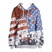 Flag Pattern Women Plus Size Hoodie StarsStriped Pullover Tops Hooded Sweatshirt Pullover Coat Women Outwear ELY