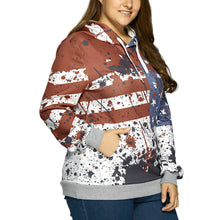 Flag Pattern Women Plus Size Hoodie StarsStriped Pullover Tops Hooded Sweatshirt Pullover Coat Women Outwear ELY