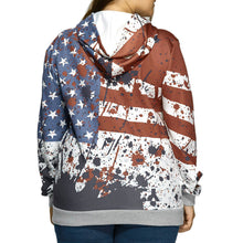 Flag Pattern Women Plus Size Hoodie StarsStriped Pullover Tops Hooded Sweatshirt Pullover Coat Women Outwear ELY