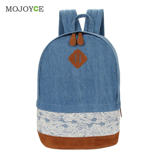 Floral Lace Decor Canvas Backpack Women Bag School Bag For Teenagers Travel Satchel Back Pack Schoolbag Bagpack Mochila Feminina ELY