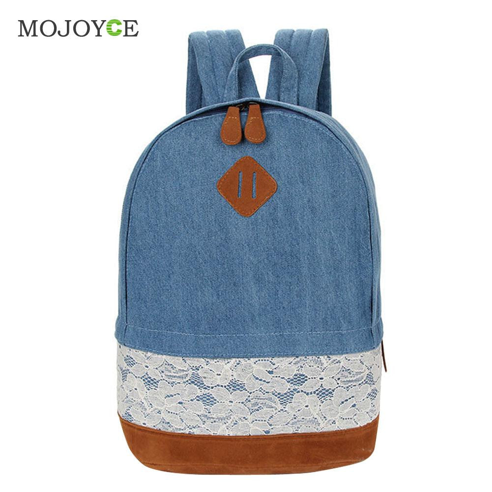 Floral Lace Decor Canvas Backpack Women Bag School Bag For Teenagers Travel Satchel Back Pack Schoolbag Bagpack Mochila Feminina ELY