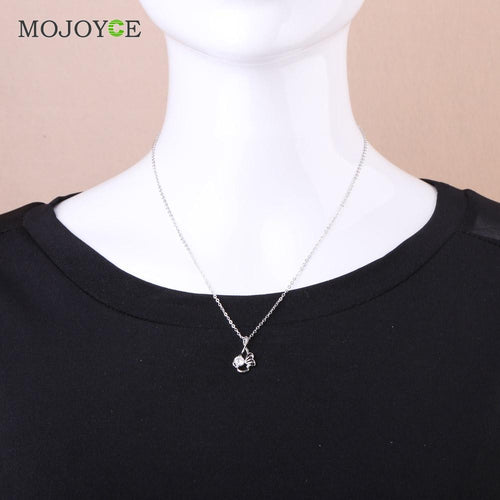 Floral Round Clear Crystal Necklace Woman Pendant Chain Jewelry Accessory ELY
