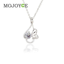 Floral Round Clear Crystal Necklace Woman Pendant Chain Jewelry Accessory ELY