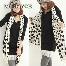 For Lady Girl Love Heart White Face Black Heart Tassel Scarf Shawl 1STL ELY